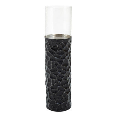 Akola Black and Gold Large Floor Standing Hurricane Candle Holder