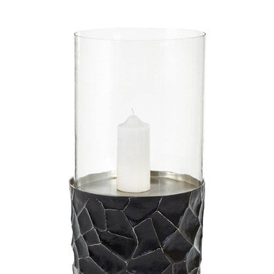 Akola Black and Gold Large Floor Standing Hurricane Candle Holder