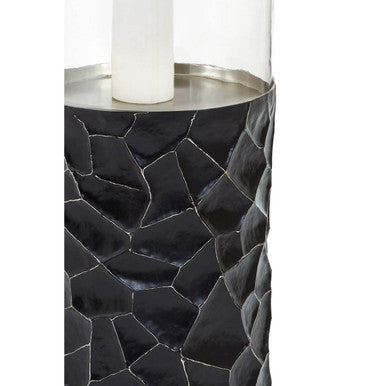 Akola Black and Gold Large Floor Standing Hurricane Candle Holder