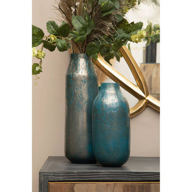 Caris Blue Speckled Glass Large Vase