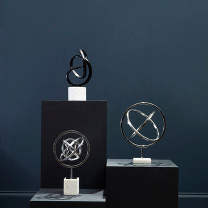 Mirano Silver Finish Spiral Sculpture with Marble Base