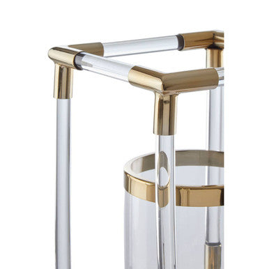 Lucita Small Candle Holder in Gold Finish and Acrylic