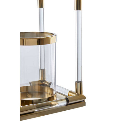 Lucita Small Candle Holder in Gold Finish and Acrylic