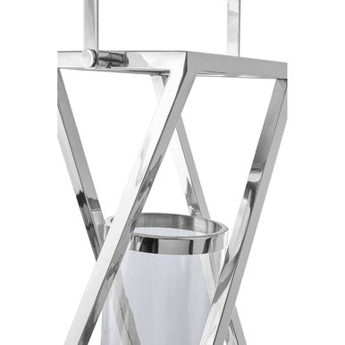 Cruzar Large Silver Criss Cross Lantern