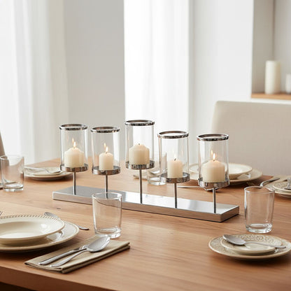 5 Light Silver Candle Holder | Kensington Townhouse