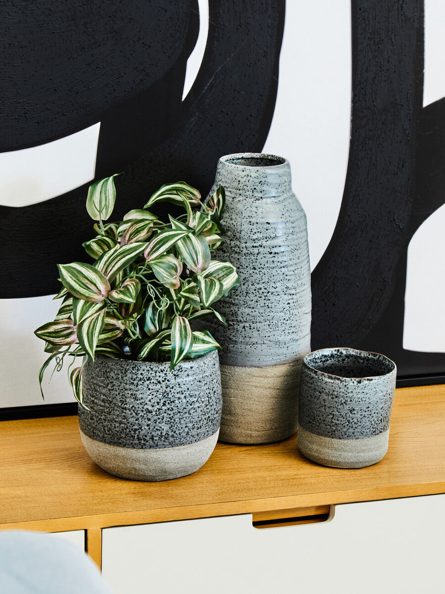 Caldera Grey Speckled Bottled Vase