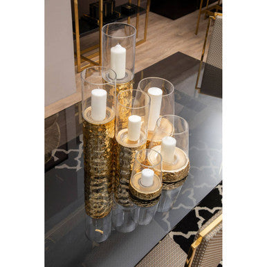 Martele Small Pillar Gold Candle Holder