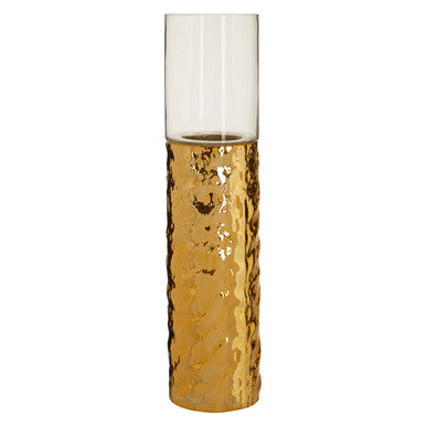 Martele Large Pillar Gold Candle Holder