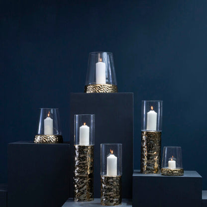Martele Large Pillar Gold Candle Holder