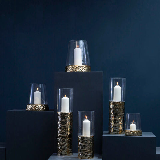 Martele Large Pillar Gold Candle Holder