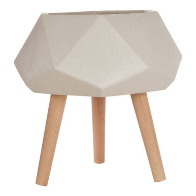 Darnell White Geometric Planter with Legs