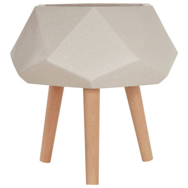 Darnell White Geometric Planter with Legs