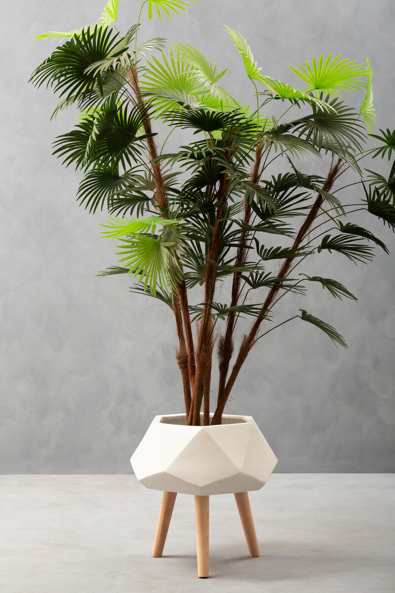 Darnell White Geometric Planter with Legs