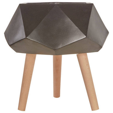 Darnell Small Black Geometric Planter with Legs