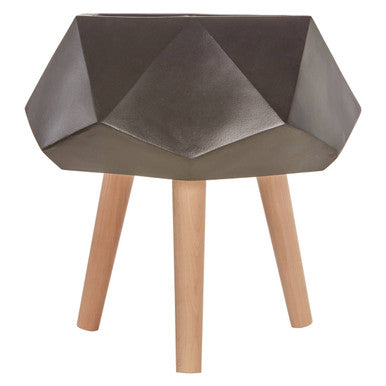 Darnell Small Black Geometric Planter with Legs
