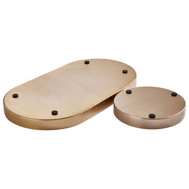 Elva Set Of Two Navy And Gold Trays