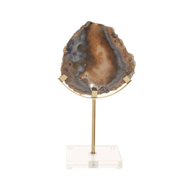 Bowerbird Black And Gold Agate Sculpture