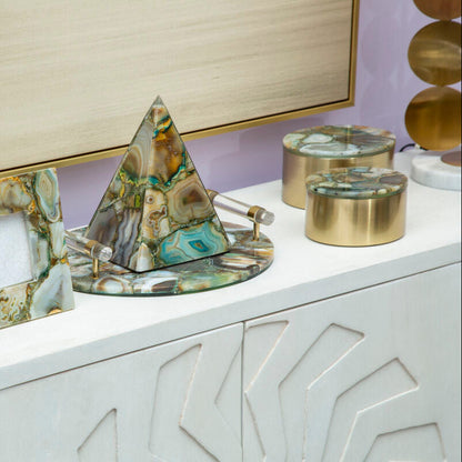 Bowerbird Green And Gold Agate Tray