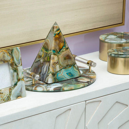 Bowerbird Green And Gold Agate Tray