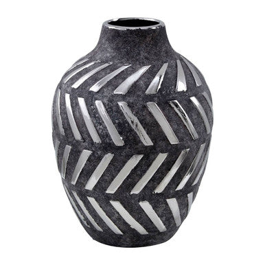 Helaine Grey and Silver Small Vase