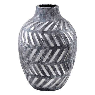Helaine Grey and Silver Large  Vase