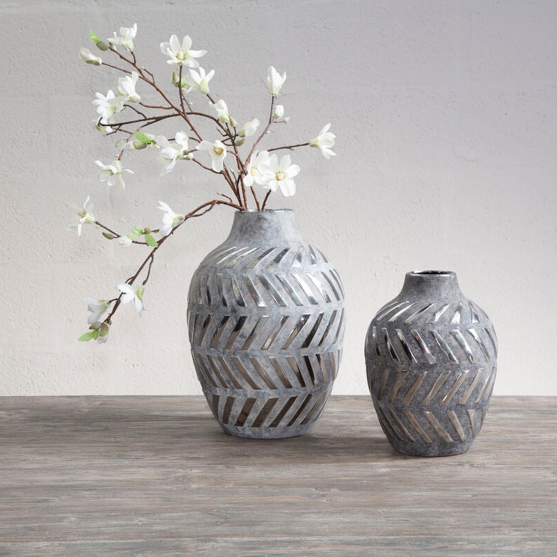 Helaine Grey and Silver Large  Vase