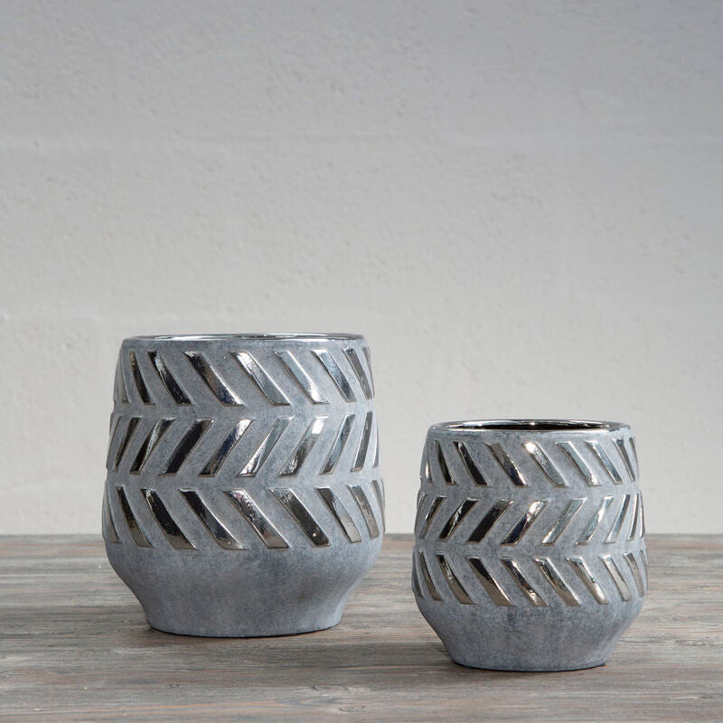 Helaine Grey and Silver Small Planter