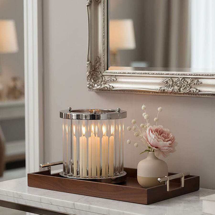 Franklin Small Silver and Glass Candle Holder