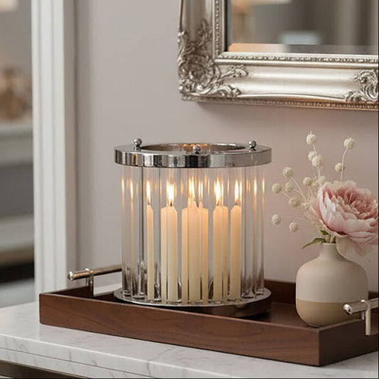 Small Silver and Glass Candle Holder | Franklin