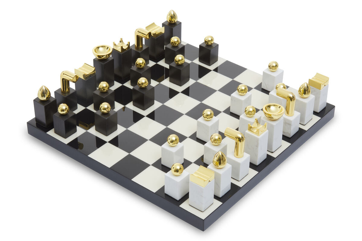 Flos Marble And Wood Chess Set