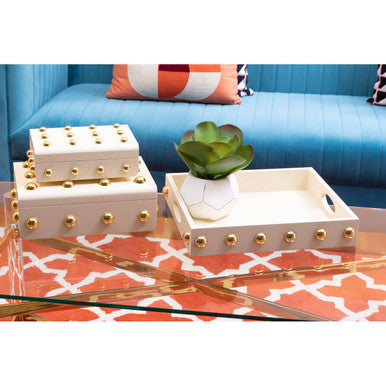 Frida Cream and Gold Studded Tray