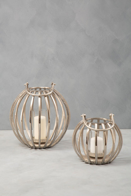 Large Silver Finish Lantern | Aura