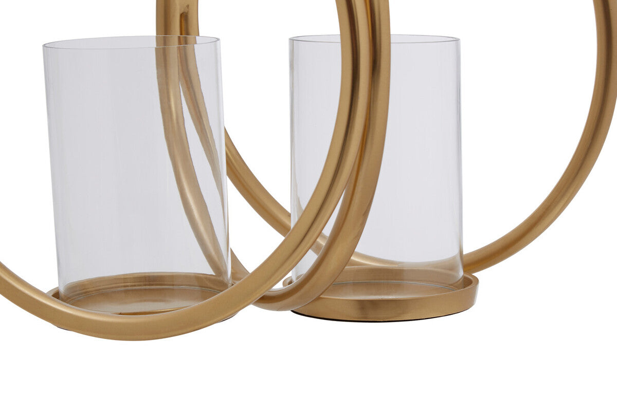 Aura Medium Gold Finish Double Candle Holder