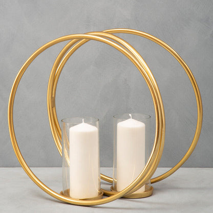 Large Gold Finish Double Candle Holder | Aura