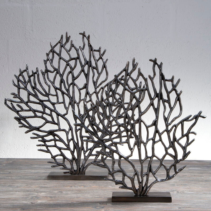 Prato Large Black Nickel Finish Coral Sculpture