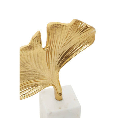 Mirano Gold Finish Ginkgo Sculpture