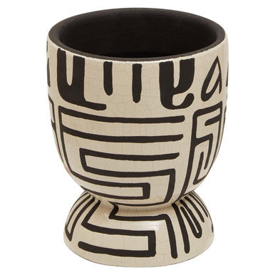 Barren Earthenware White And Black Hand Painted  Planter