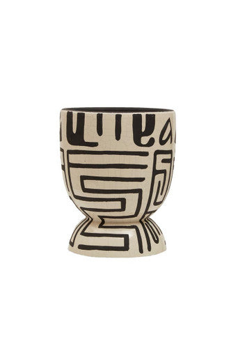 Barren Earthenware White And Black Hand Painted  Planter