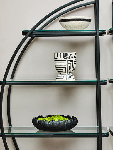 Barren Earthenware White And Black Hand Painted  Planter