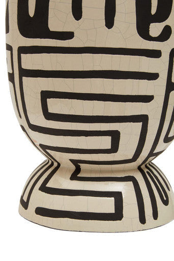 Barren Earthenware White And Black Hand Painted  Planter