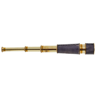 Churchill Brass and Black Leather Effect Tapered Telescope