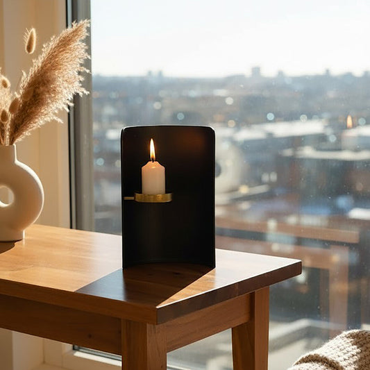 Black and Gold Finish Candle Holder | Daito