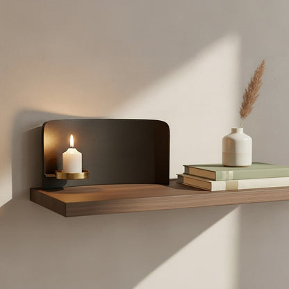 Daito Black and Gold Finish Aluminium Candle Holder