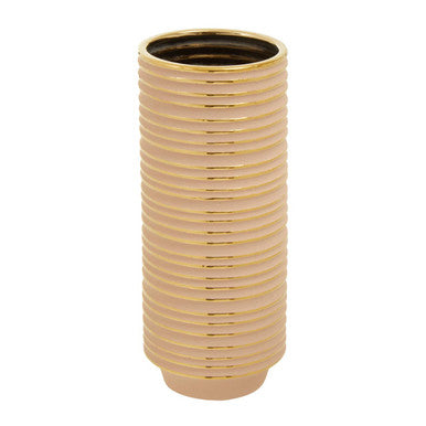 Haldis Large Blush Pink and Gold Ceramic Vase