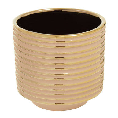 Haldis Blush Pink and Gold Large Ceramic Planter