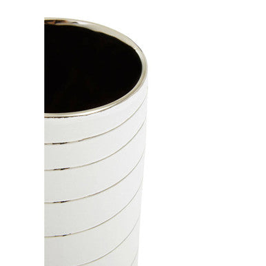 Haldis Small White and Silver Ceramic Vase
