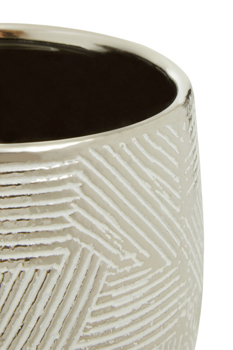 Honna Small White Silver Ceramic Planter