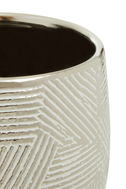 Honna Small White Silver Ceramic Planter