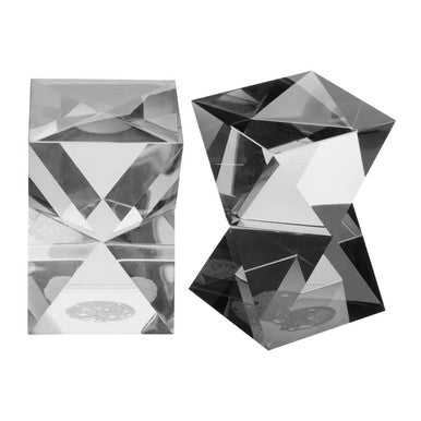 Carrie Set Of 2 Crystal Geometric Bookends in Grey Finish