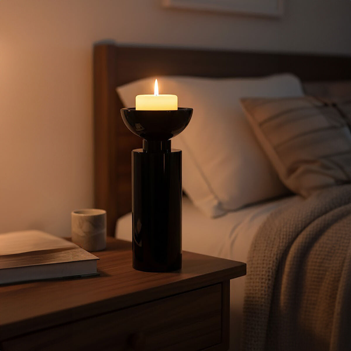 Medium Black Crystal Candle Holder | Carrie